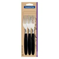 Conjunto de Garfos de Mesa Tramontina Ipanema com Lâminas em Aço Inox e Cabos de Polipropileno Preto 3 Peças