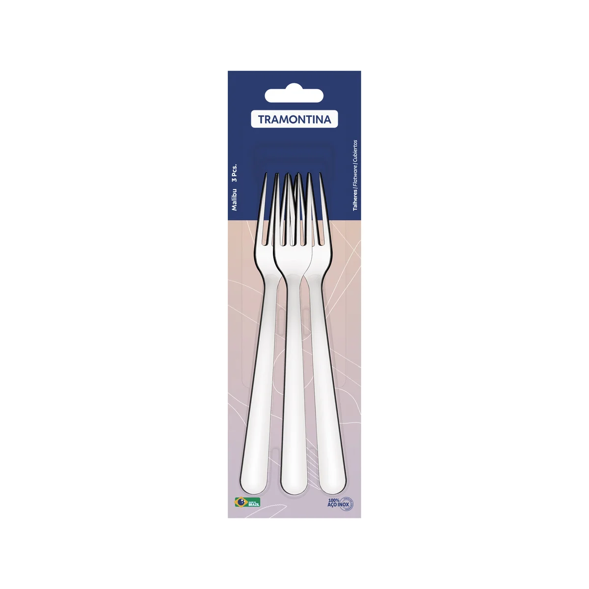 Conjunto de Garfos de Mesa Tramontina Malibu em Aço Inox 03 Peças