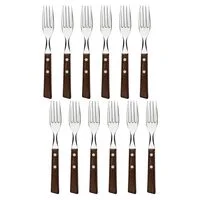 Conjunto de Garfos de Mesa Tramontina Tradicional com Lâminas em Aço Inox e Cabos de Madeira Natural 12 Peças