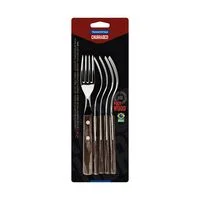 Conjunto de Garfos para Churrasco Tramontina com Lâminas em Aço Inox e Cabos de Madeira Tratada Polywood Castanho 6 Peças