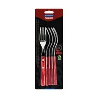 Conjunto de Garfos para Churrasco Tramontina com Lâminas em Aço Inox e Cabos de Madeira Tratada Polywood Vermelho 6 Peças