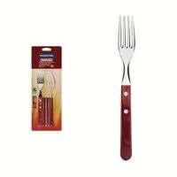 Conjunto de Garfos para Churrasco Tramontina em Aço Inox com Cabo Vermelho Polywood 6 Peças