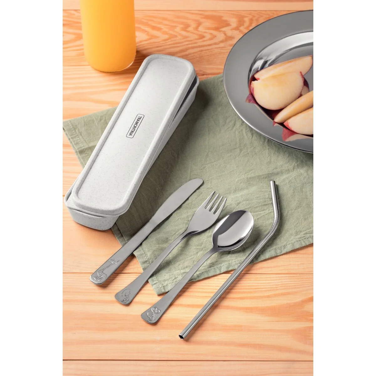 Conjunto de Talheres Infantis Tramontina em Aço Inox com Estojo 05 Peças