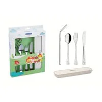 Conjunto de Talheres Infantis Tramontina em Aço Inox com Estojo 05 Peças