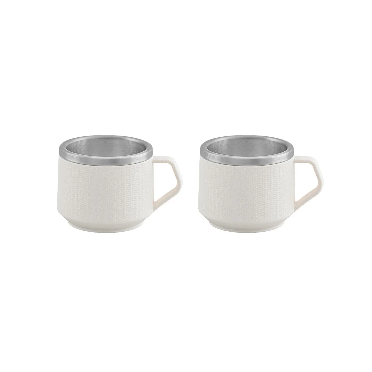 Conjunto de Xícaras para Café Tramontina Empilháveis em Aço Inox com Revestimento em ABS Branco 2 Peças 80 ml