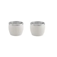 Conjunto de Xícaras para Café Tramontina Empilháveis em Aço Inox com Revestimento em ABS Branco sem Alça 2 Peças 80 ml