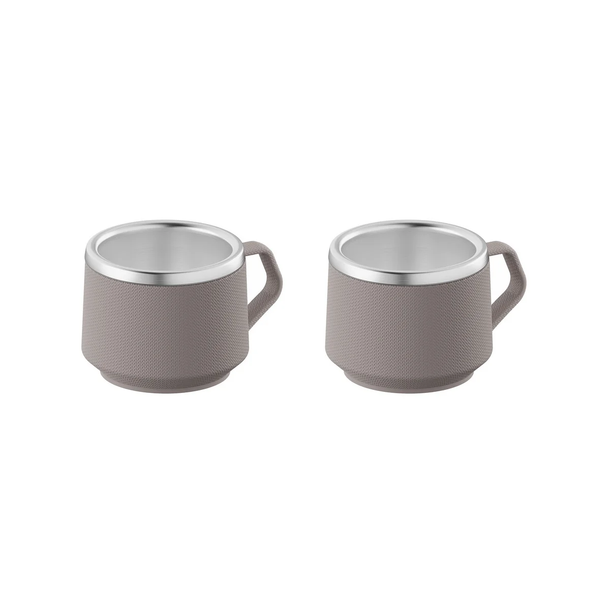 Conjunto de Xícaras para Café Tramontina Empilháveis em Aço Inox com Revestimento em ABS Cinza 2 Peças 80 ml