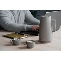 Conjunto de Xícaras para Café Tramontina Empilháveis em Aço Inox com Revestimento em ABS Cinza e Alça Redonda 2 Peças 80 ml