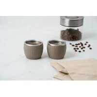 Conjunto de Xícaras para Café Tramontina Empilháveis em Aço Inox com Revestimento em ABS Cinza sem Alça 2 Peças 80 ml