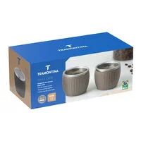 Conjunto de Xícaras para Café Tramontina Empilháveis em Aço Inox com Revestimento em ABS Cinza sem Alça 2 Peças 80 ml