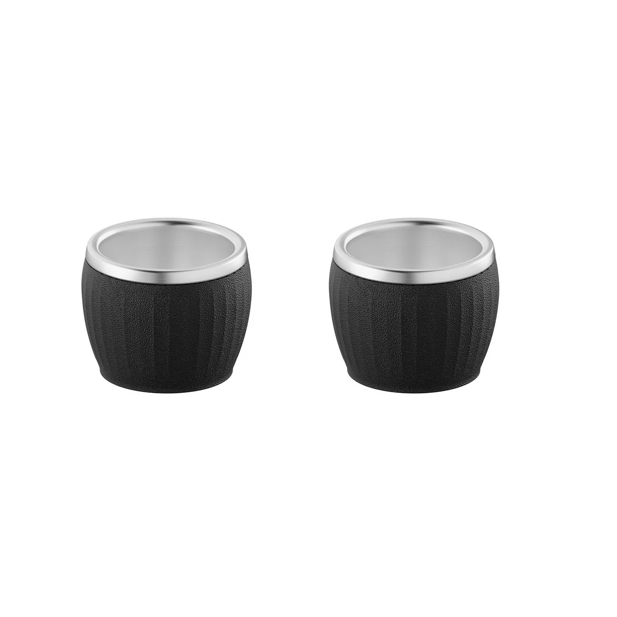 Conjunto de Xícaras para Café Tramontina Empilháveis em Aço Inox com Revestimento em ABS Preto sem Alça 2 Peças 80 ml