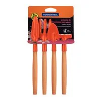 Conjunto para Jardinagem Tramontina Peças Metálicas com Cabo de Madeira 4 Peças