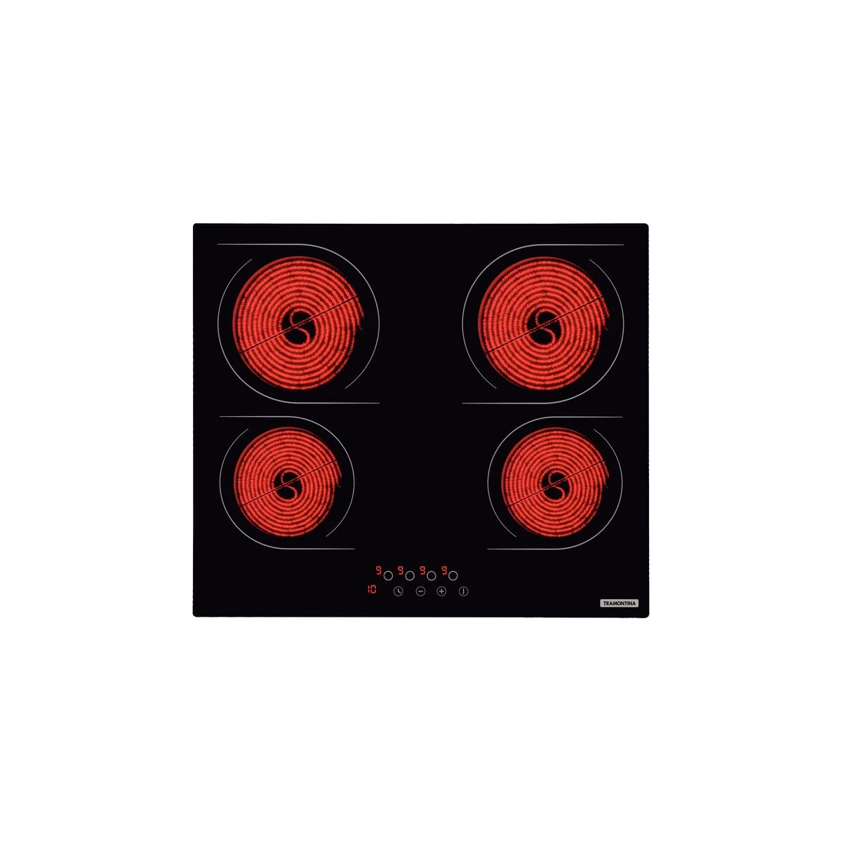 Cooktop Elétrico Tramontina New Square Vitrocerâmico com 4 Áreas de Aquecimento e Comando Touch