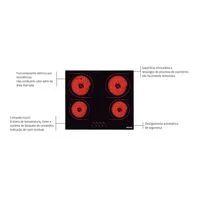 Cooktop Elétrico Tramontina New Square Vitrocerâmico com 4 Áreas de Aquecimento e Comando Touch
