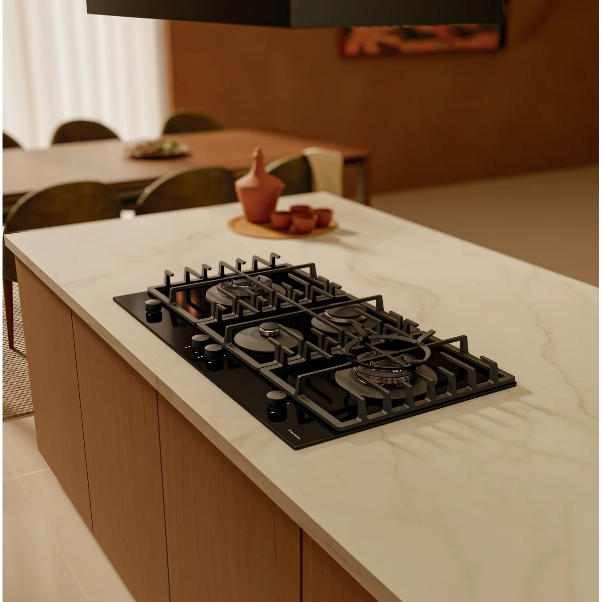 Cooktop Tramontina Quadra 4GG Double TRI HE Safestop 90 em Vidro Temperado 90 cm