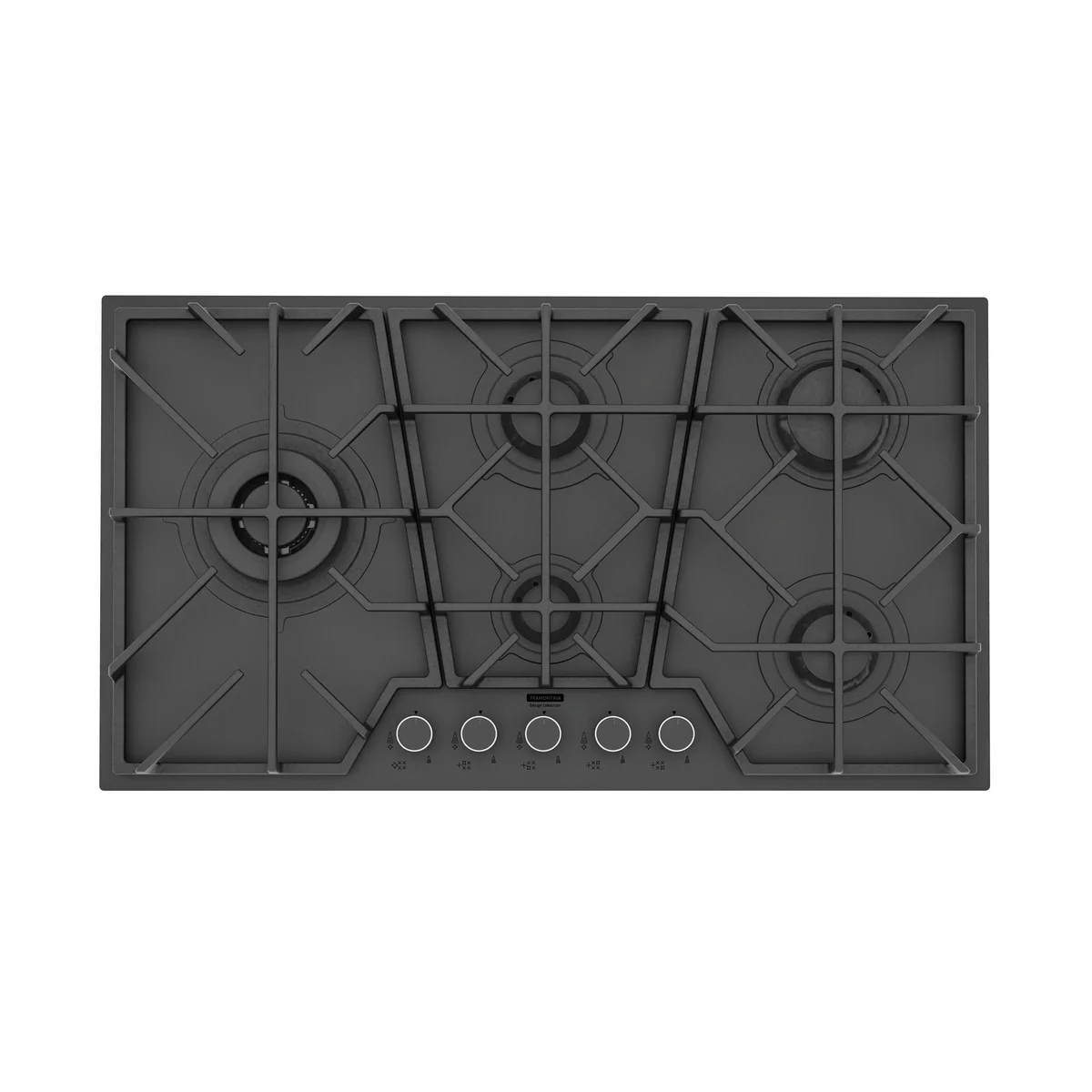 Cooktop a Gás Tramontina Design Collection Penta Glass Black Series 5GG B 90 com Trempres em Ferro Fundido Preto Fosco