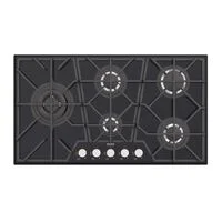 Cooktop a Gás Tramontina Design Collection Penta Glass Full 5 GG B 90 em Vidro Temperado e Trempes em Ferro Fundido