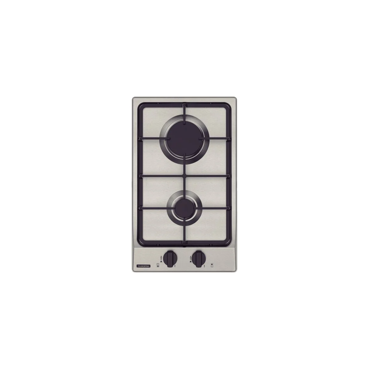 Cooktop a Gás Tramontina Dominó FF 2GX 30 em Aço Inox com Trempes em Ferro Fundido e Acendimento superautomático 2 Queimadores