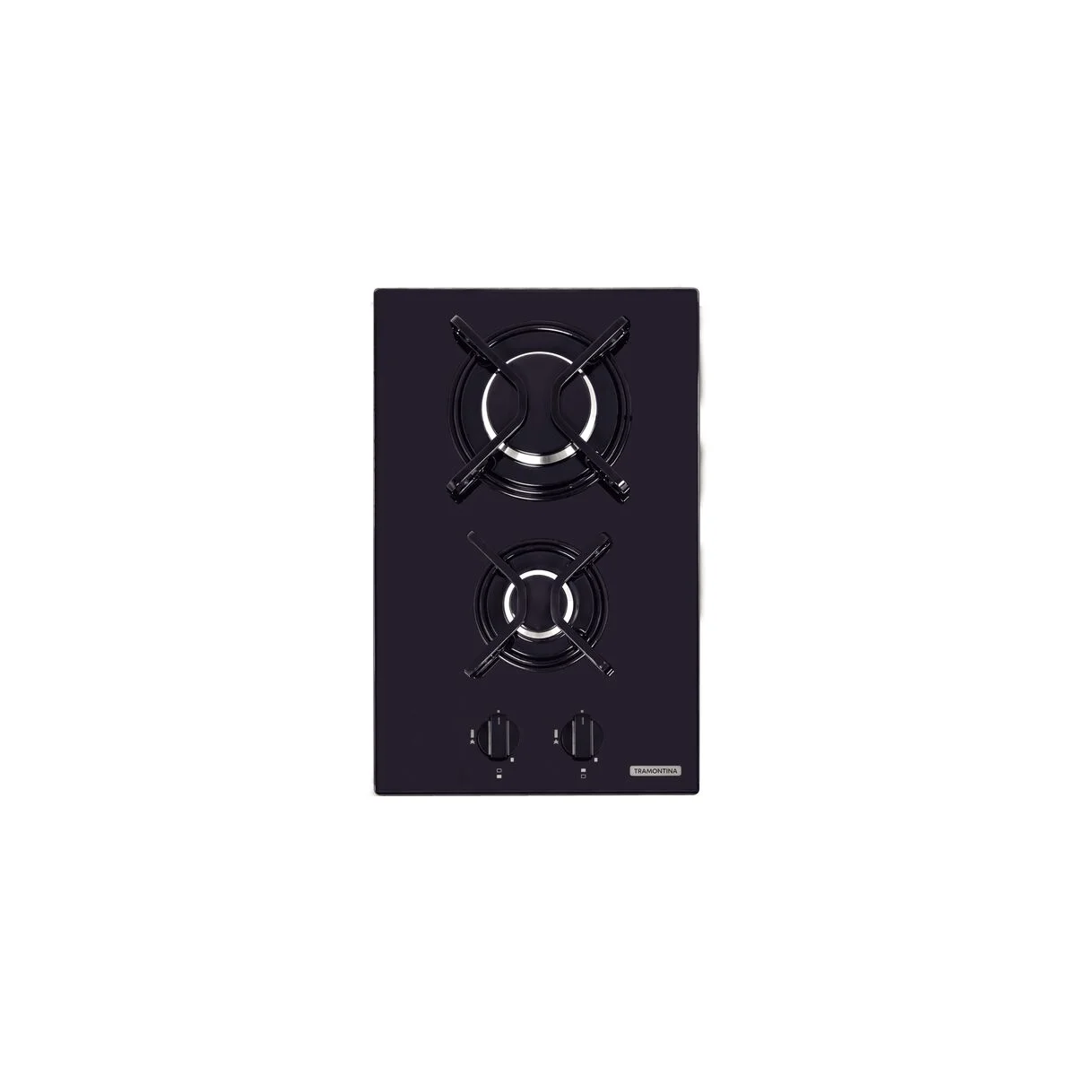 Cooktop a Gás Tramontina Dominó em Vidro Temperado Preto com Trempes em Aço Carbono e Acendimento superautomático 2 Queimadores