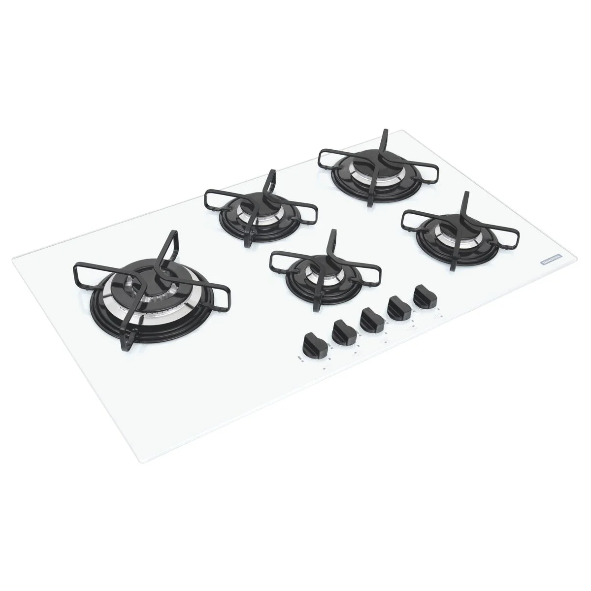 Cooktop a Gás Tramontina Penta Side Plus em Vidro Temperado Branco com Trempes em Aço Carbono e Acendimento superautomático e 5 Queimadores