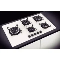 Cooktop a Gás Tramontina Penta Side Plus em Vidro Temperado Branco com Trempes em Aço Carbono e Acendimento superautomático e 5 Queimadores