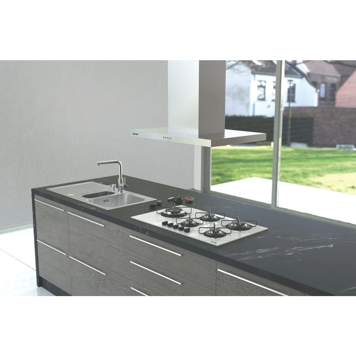 Cooktop a Gás Tramontina Penta Side Plus em Vidro Temperado Branco com Trempes em Aço Carbono e Acendimento superautomático e 5 Queimadores
