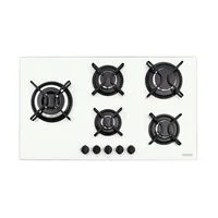 Cooktop a Gás Tramontina Penta Side Plus em Vidro Temperado Branco com Trempes em Aço Carbono e Acendimento superautomático e 5 Queimadores