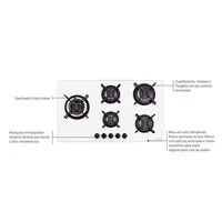 Cooktop a Gás Tramontina Penta Side Plus em Vidro Temperado Branco com Trempes em Aço Carbono e Acendimento superautomático e 5 Queimadores