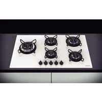 Cooktop a Gás Tramontina Penta Side Plus em Vidro Temperado Branco com Trempes em Aço Carbono e Acendimento superautomático e 5 Queimadores