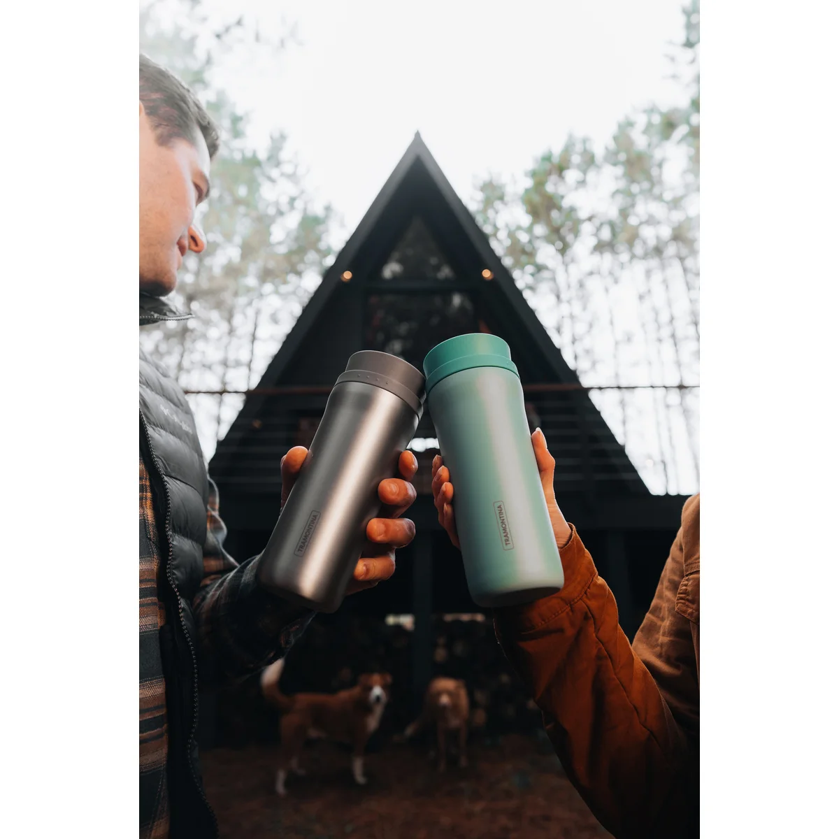 Copo Térmico Tramontina 460 ml Verde em Aço Inox com Bocal 360°