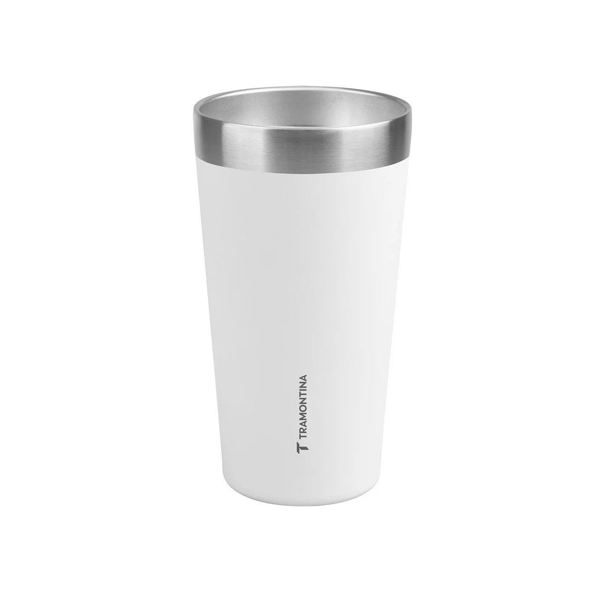 Copo Térmico Tramontina Exata em Aço Inox Branco sem Tampa 420 ml