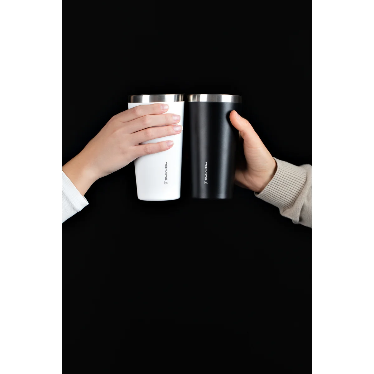 Copo Térmico Tramontina Exata em Aço Inox Preto sem Tampa 420 ml