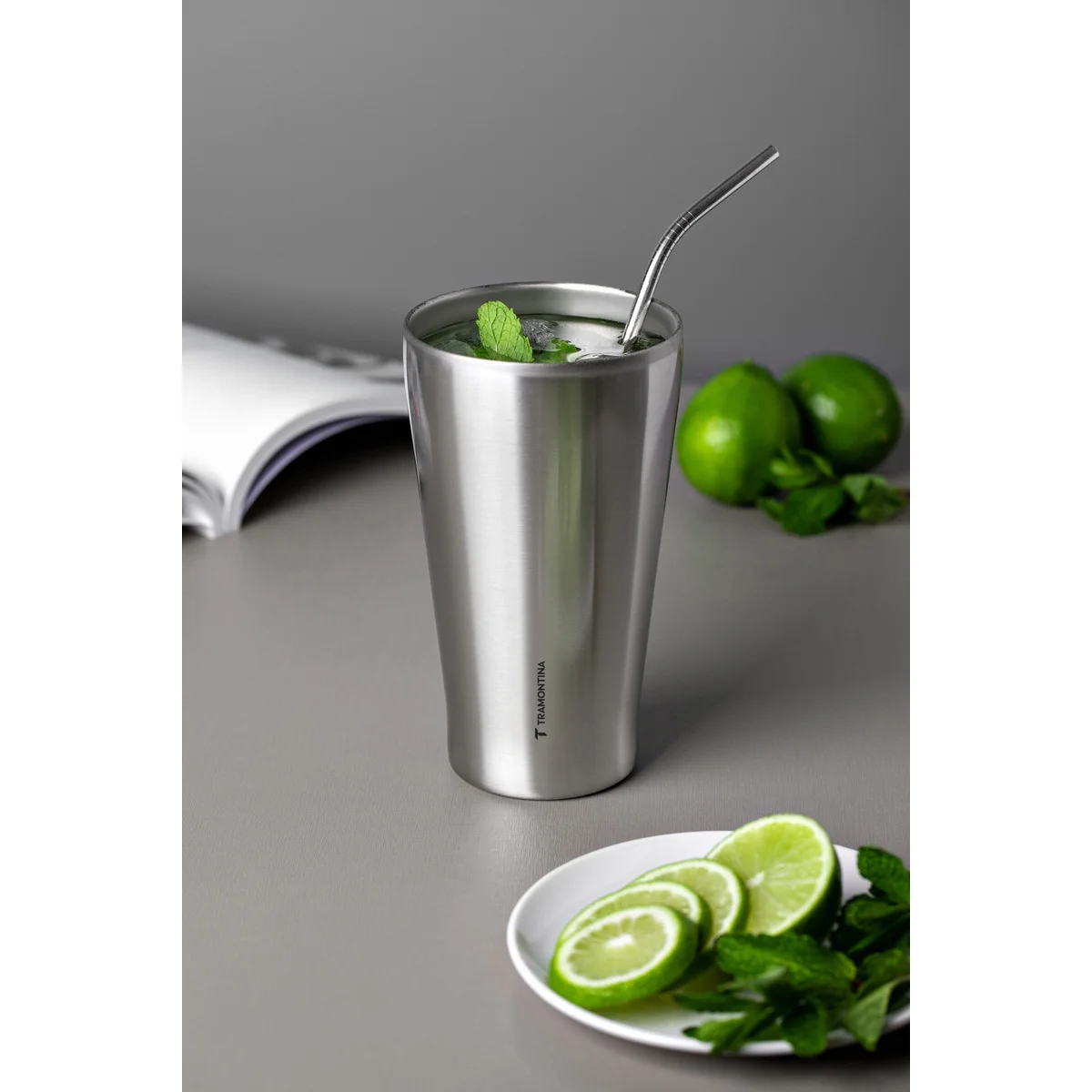 Copo Térmico Tramontina Exata em Aço Inox sem Tampa 420 ml