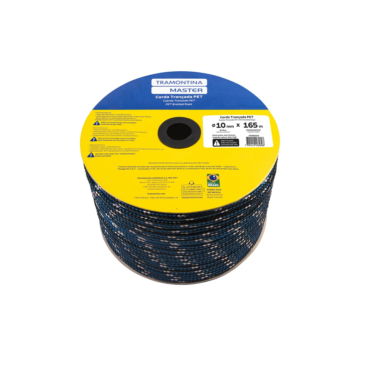 Corda Trançada PET 10 mm x 165 m Tramontina MASTER