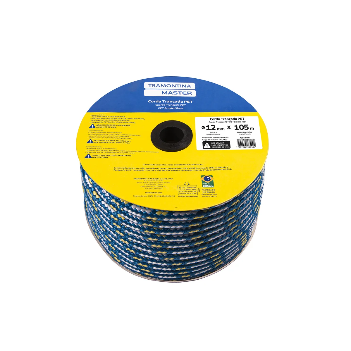 Corda Trançada PET 12 mm x 105 m Tramontina MASTER