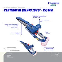 Cortador de Galhos 20V 6" (150 mm) Tramontina by Total - Sem Bateria e Carregador