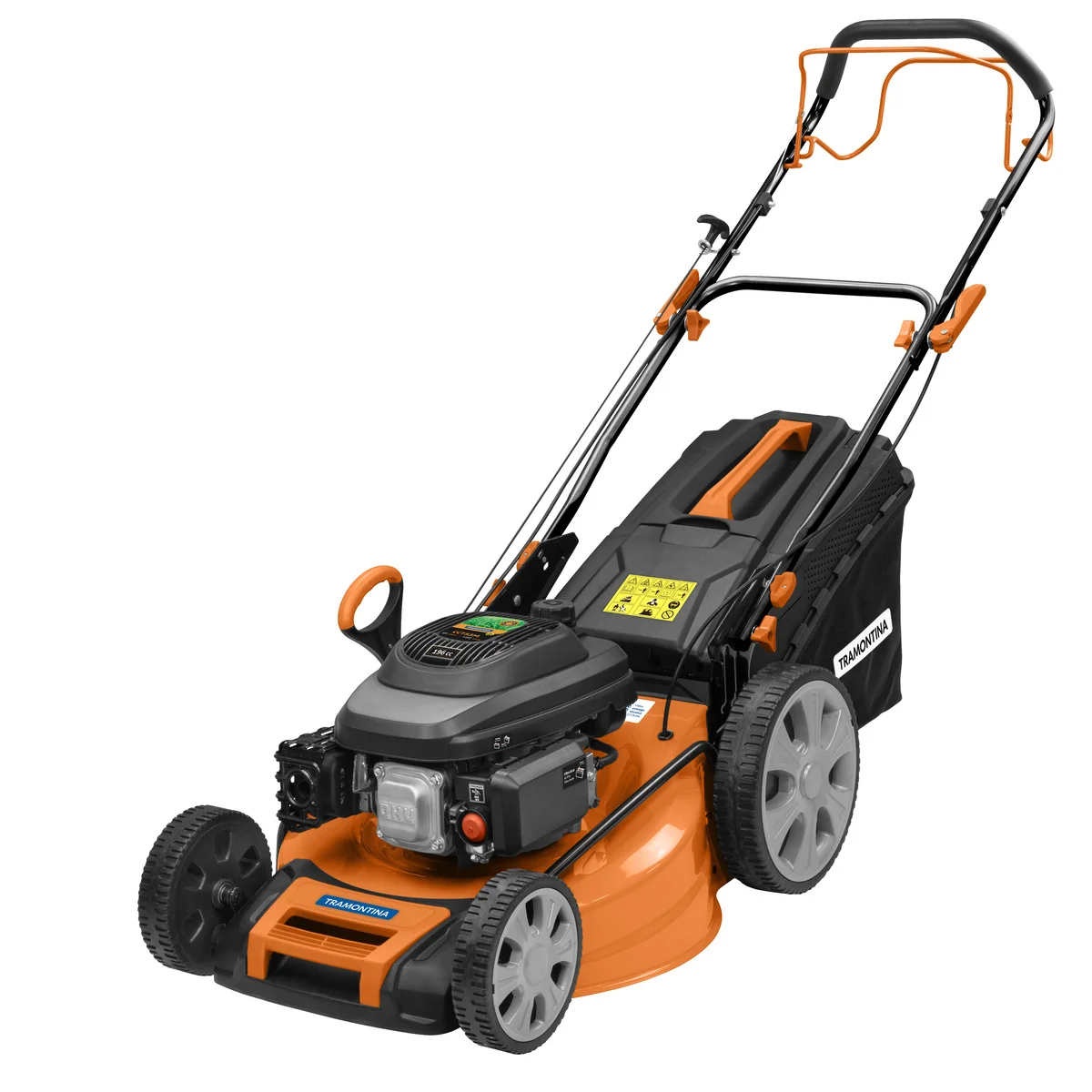Cortador de Grama a Gasolina Tramontina CCT53M com Diâmetro de Corte de 530 mm Motor 196 cc com Sistema de Tração Chassi Metálico e Recolhedor Rígido