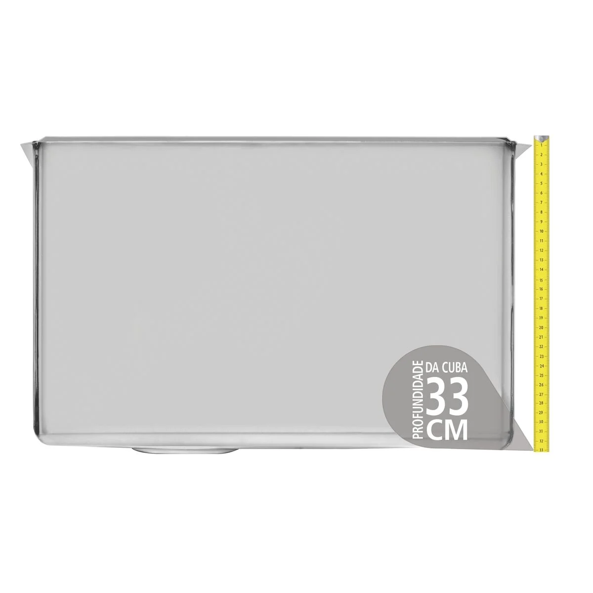 Cuba Profissional de embutir Tramontina Dritta Pro em Aço Inox com Acabamento Acetinado 50x40 cm