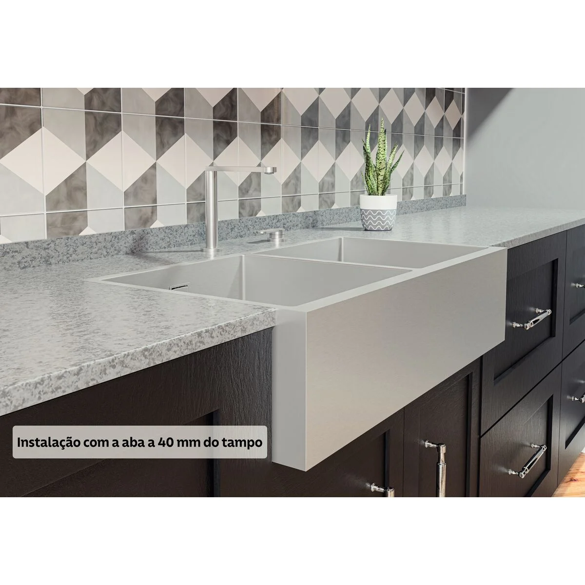 Cuba Tramontina Design Collection Farm 2C 40 com Acabamento Acetinado e 2 cubas