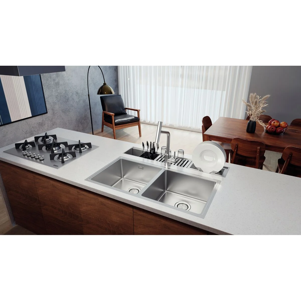 Cuba Tramontina Design Collection Quadrum 2C 40 em Aço Inox com Acabamento Acetinado