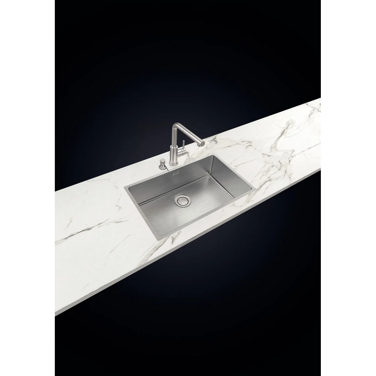 Cuba Tramontina Design Collection Quadrum 70 em Aço Inox com Acabamento Acetinado e Válvula de 4 1/2" com escape