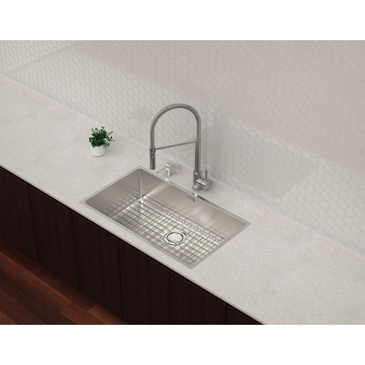 Cuba Tramontina Design Collection Quadrum 70 em Aço Inox com Acabamento Acetinado e Válvula de 4 1/2" com escape
