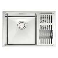 Cuba Tramontina Design Collection Quadrum em Aço Inox com Acabamento Acetinado 66x46 com 2 Cubas e escorredor de pratos e copos