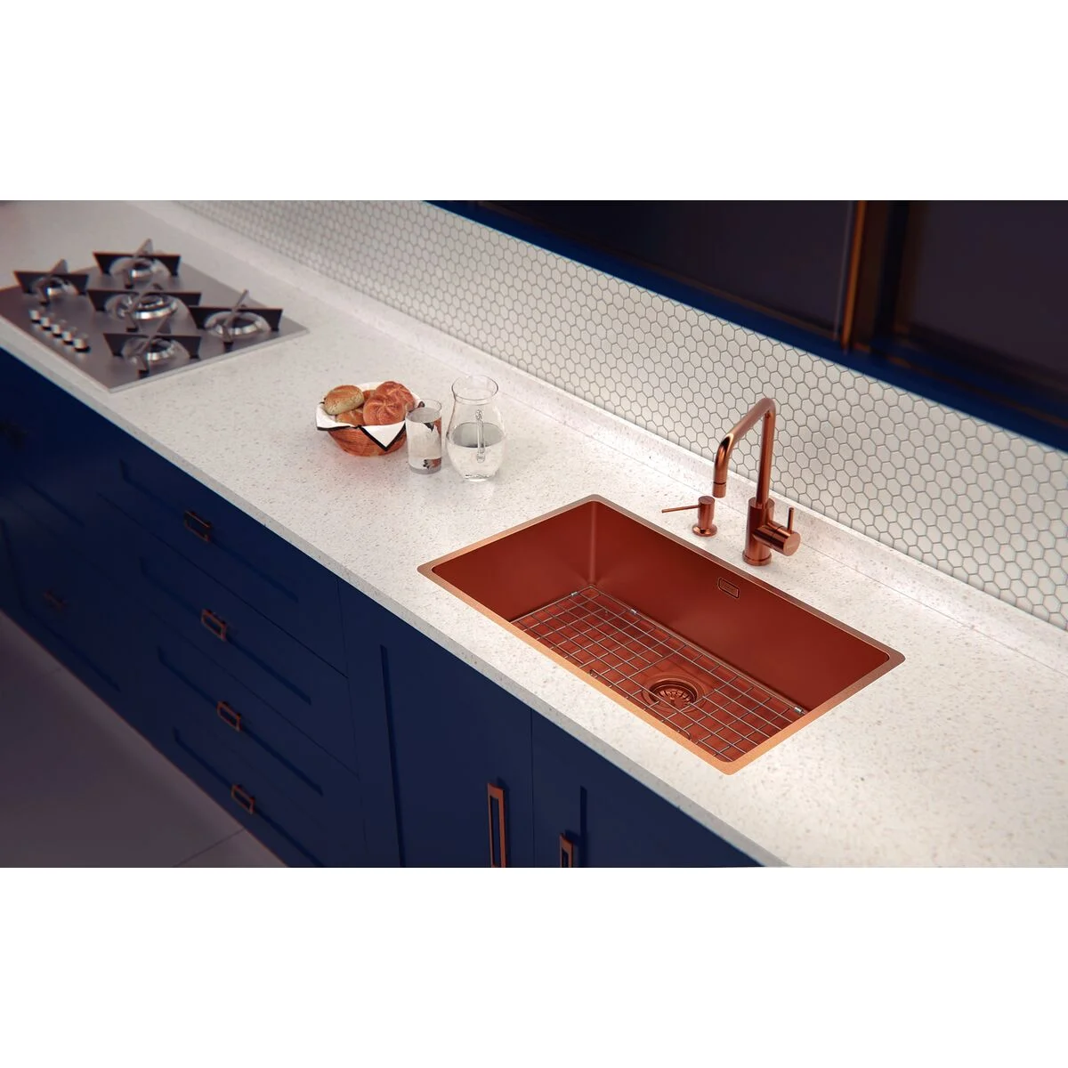 Cuba Tramontina Design Collection Quadrum em Aço Inox com Revestimento PVD Rose 70x40 cm