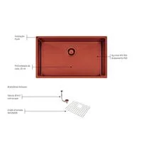 Cuba Tramontina Design Collection Quadrum em Aço Inox com Revestimento PVD Rose 70x40 cm