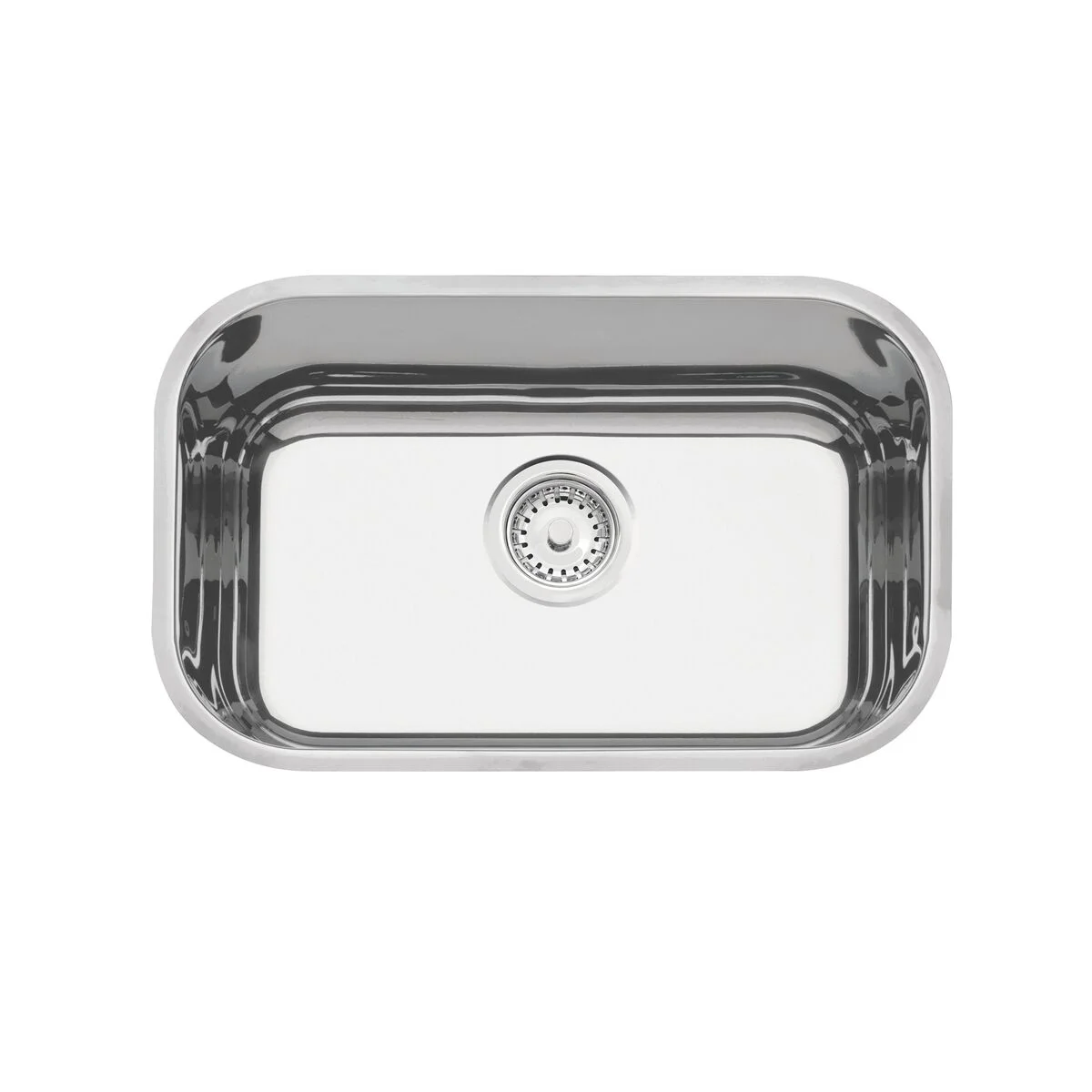 Cuba Tramontina Lavínia 47 BL em aço inox alto brilho 47x30 cm com válvula de 3 1/2"