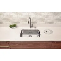 Cuba Tramontina Lavínia 56 BL em aço inox alto brilho 56x34 cm com válvula de 4 1/2" com escape
