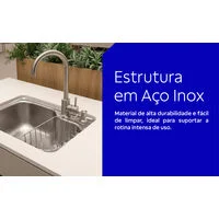 Cuba Tramontina Morgana Compact 48 FX Undermount em Aço Inox com Acabamento Escovado com Monocomando, Dosador de Sabão, Tábua e Cesto Aramado