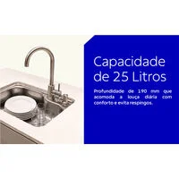 Cuba Tramontina Morgana Compact 48 FX Undermount em Aço Inox com Acabamento Escovado com Monocomando, Dosador de Sabão, Tábua e Cesto Aramado