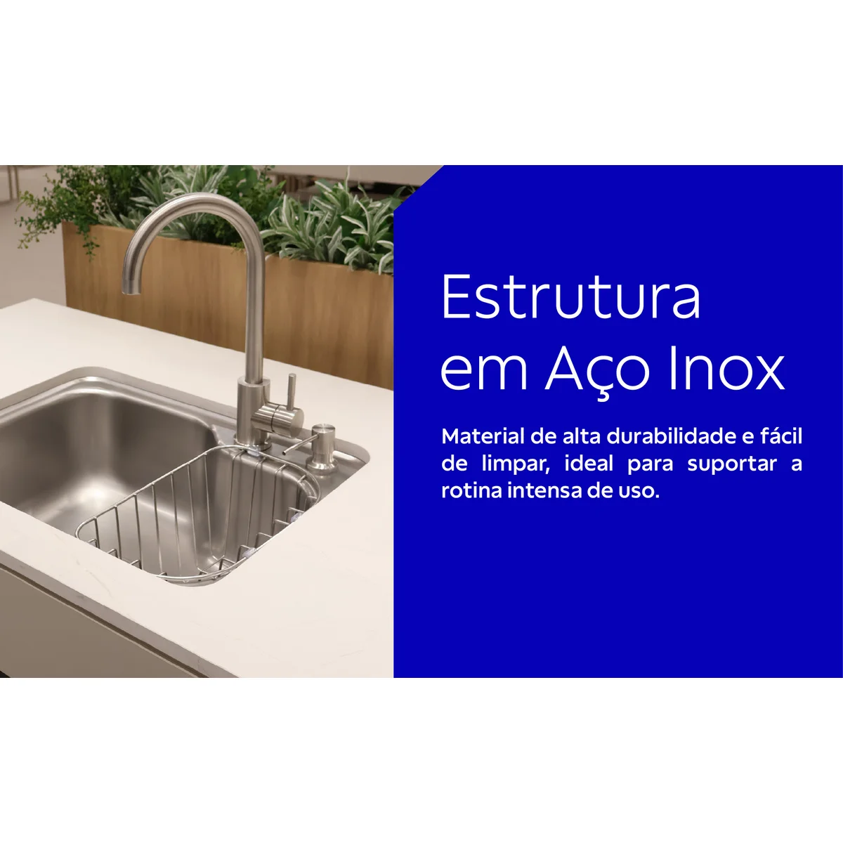 Cuba Tramontina Morgana Compact 48 FX Undermount em Aço Inox com Acabamento Escovado com Monocomando, Dosador de Sabão, Tábua e Cesto Aramado